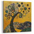 Golden Abstract Floral Wall Art – Modern Botanical Canvas Print