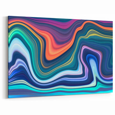 Vibrant Fluid Abstract Wall Art – Modern Teal and Blue Canvas Print