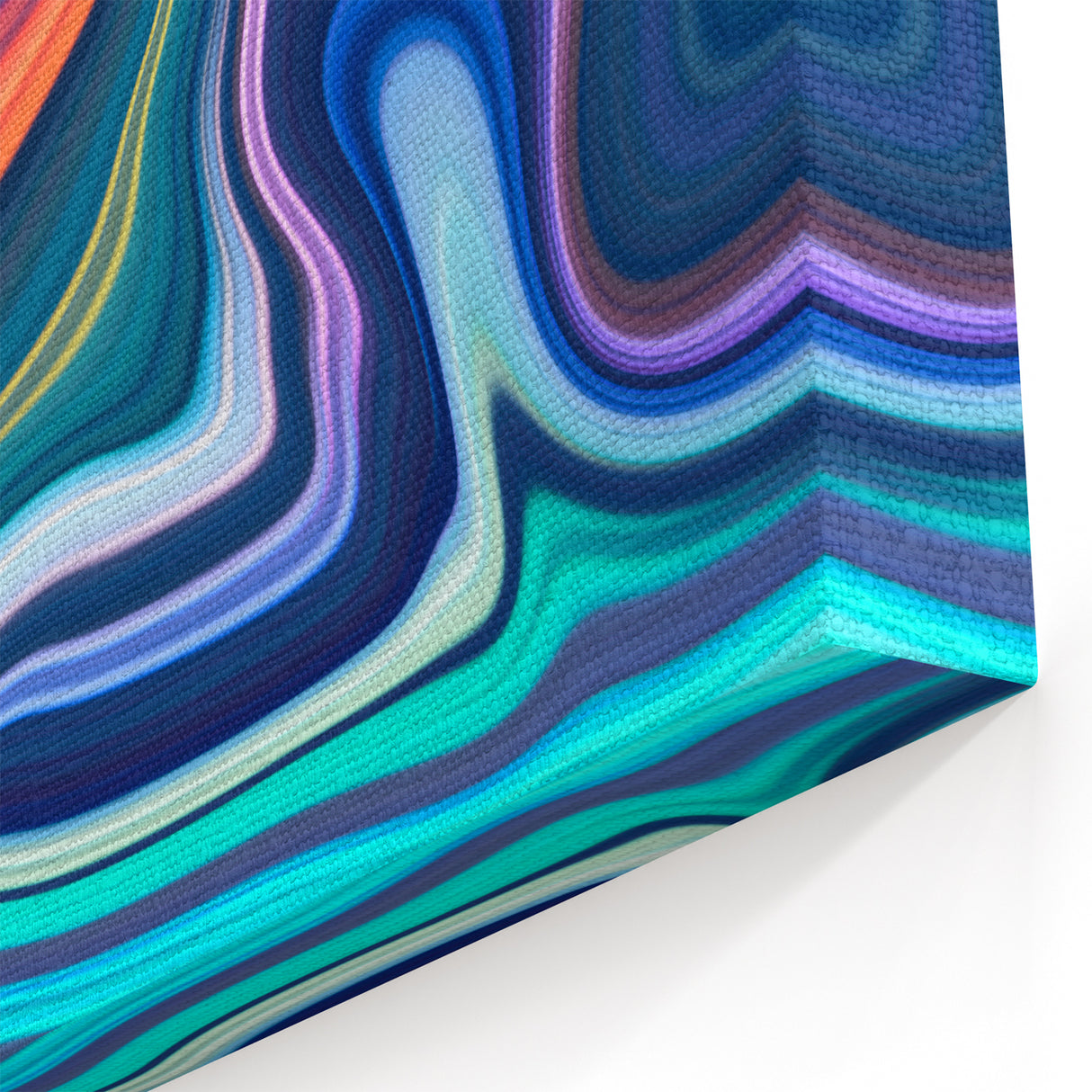 Vibrant Fluid Abstract Wall Art – Modern Teal and Blue Canvas Print