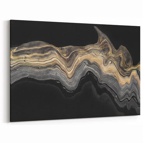 Luxury Fluid Abstract Wall Art – Black and Gold Modern Canvas