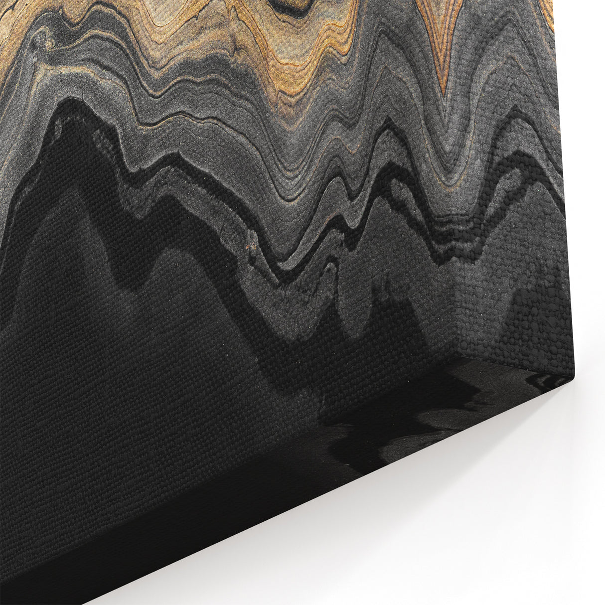 Luxury Fluid Abstract Wall Art – Black and Gold Modern Canvas