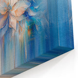 Dreamy Abstract Floral Wall Art – Soft Blue & Peach Canvas Print