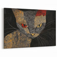 Modern Abstract Cat Wall Art – Bold Black & Gold Canvas Print