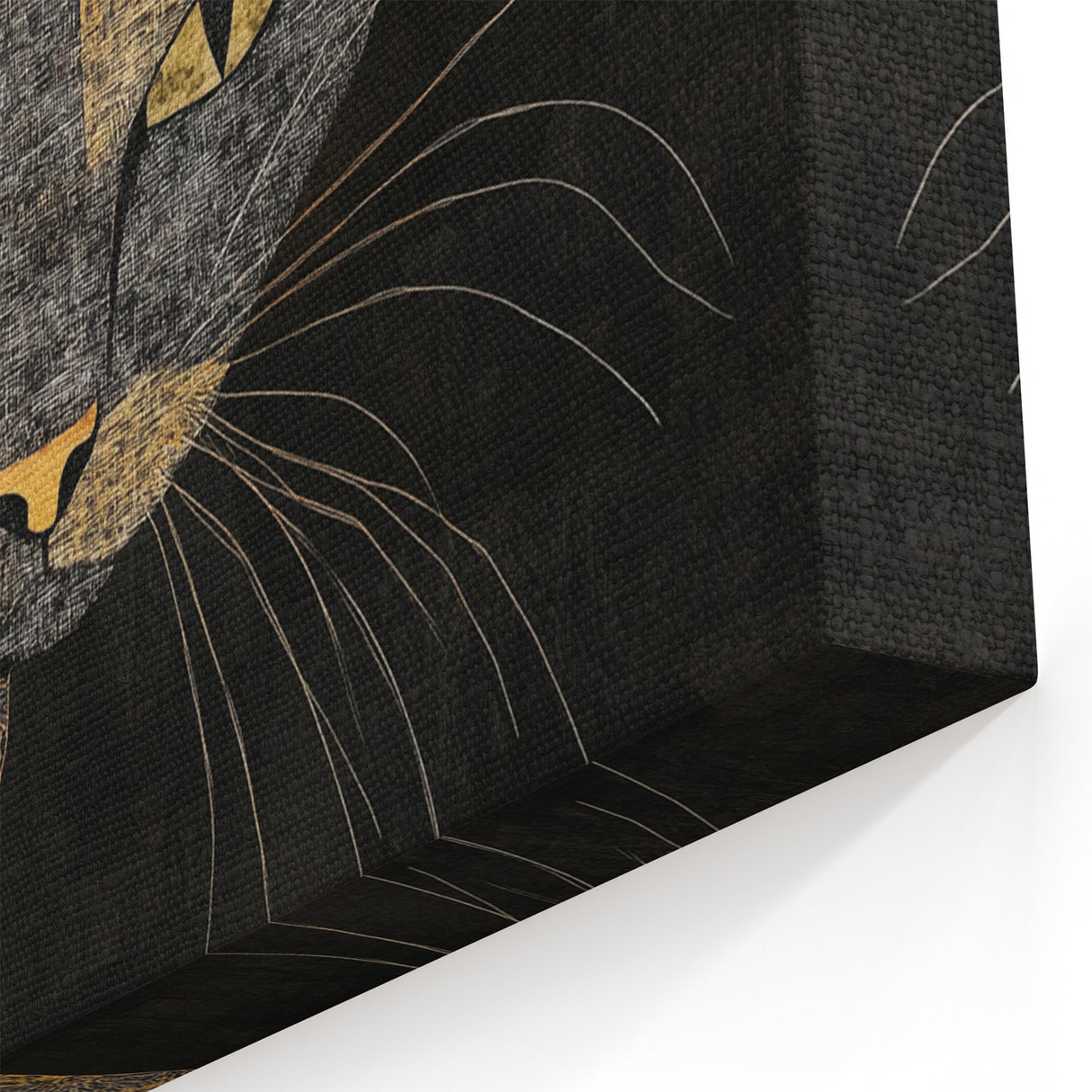 Modern Abstract Cat Wall Art – Bold Black & Gold Canvas Print