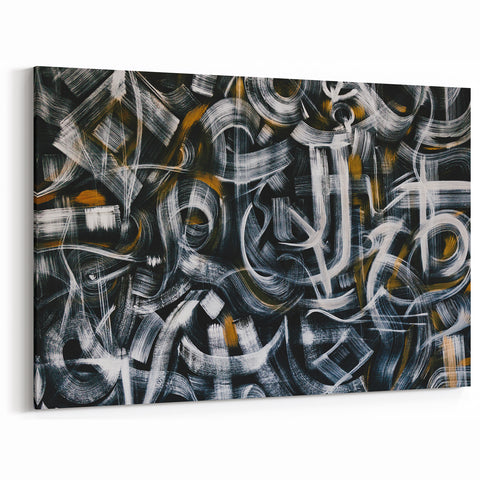 Bold Abstract Wall Art - Black, White, and Gold Modern Canvas Print