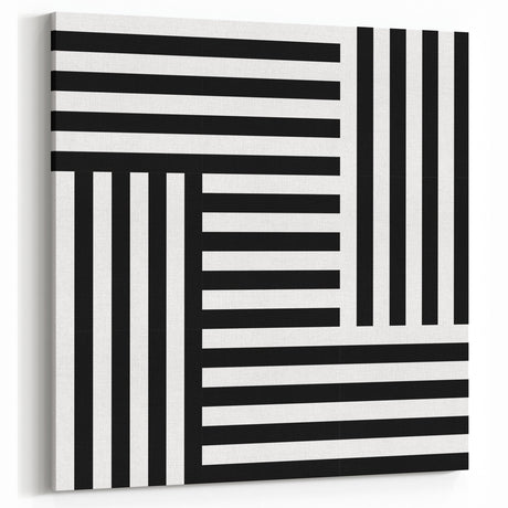 Modern Geometric Abstract Wall Art - Black and White Line Art