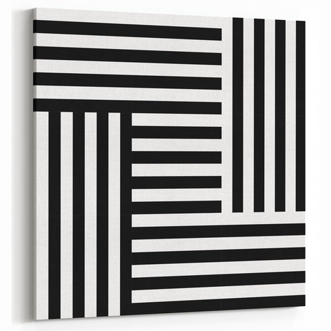 Modern Geometric Abstract Wall Art - Black and White Line Art