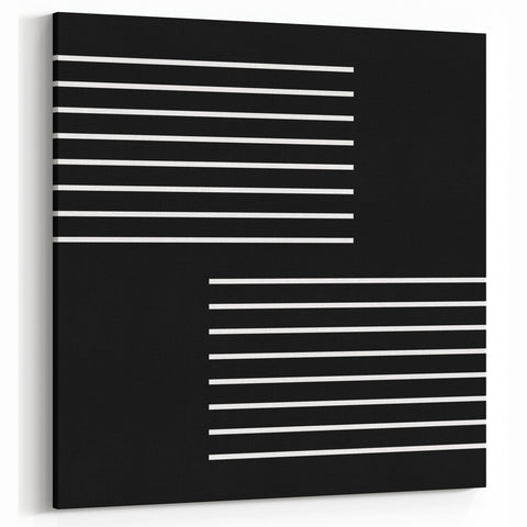 Minimalist Black and White Abstract Wall Art - Linear Geometric Print
