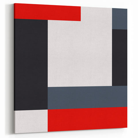 Modern Abstract Wall Art - Red, Black, and White Geometric Print