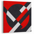 Bold Geometric Abstract Wall Art - Red, Black, and White Print