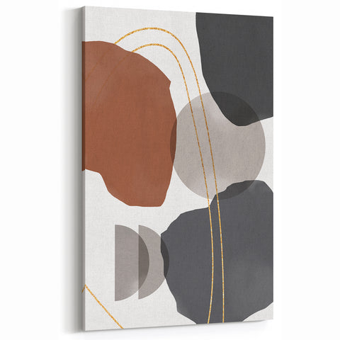 Earthy Abstract Wall Art - Brown, Gray, and Gold Geometric Print