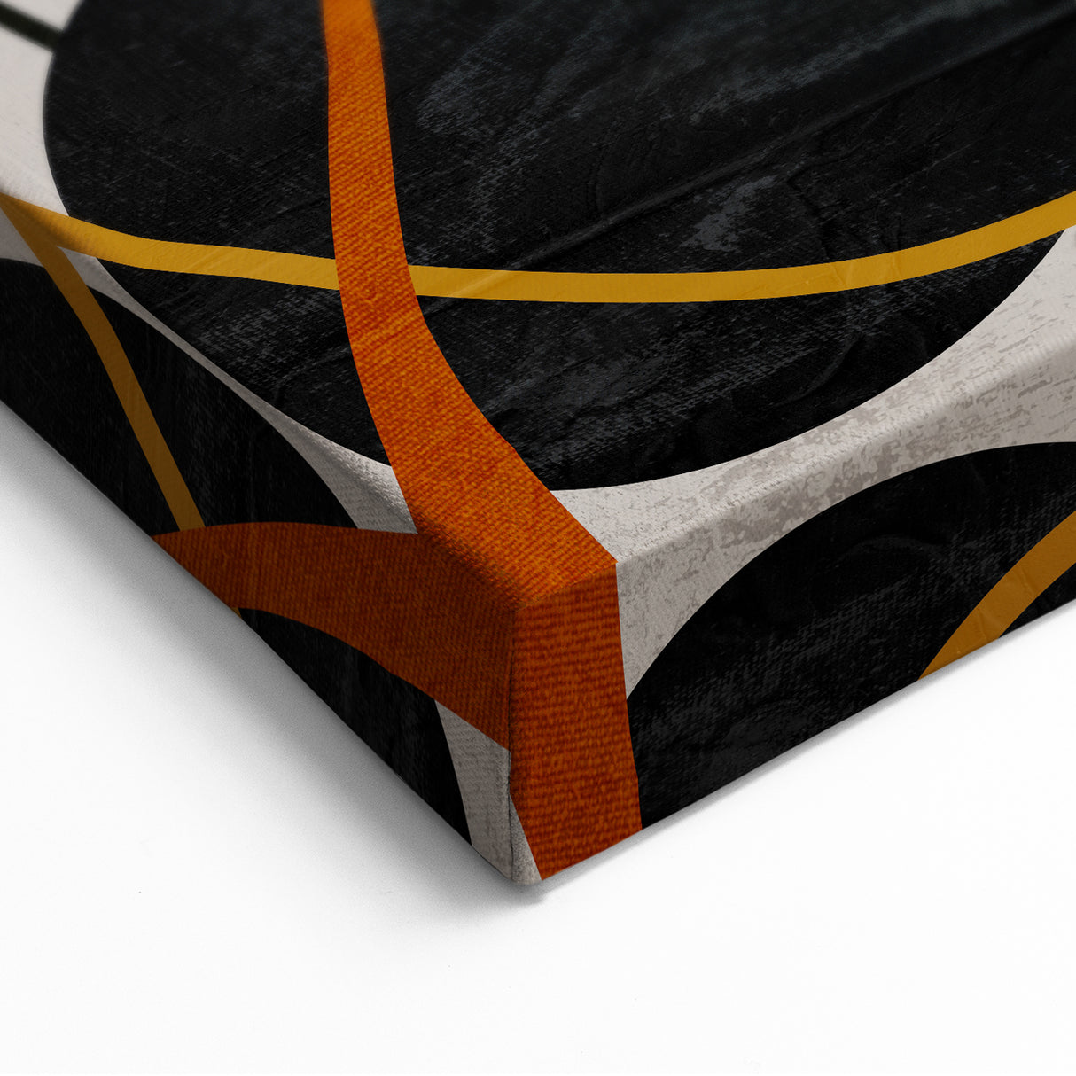 Modern Abstract Wall Art - Mustard, Black, and Orange Geometric Print