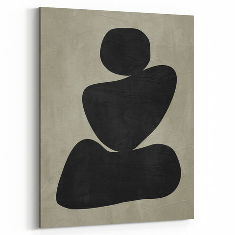 Minimalist Abstract Wall Art - Black and Olive Green Zen Print