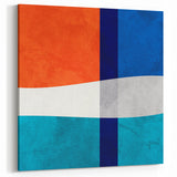 Vibrant Abstract Wall Art - Blue, Orange, and White Geometric Print
