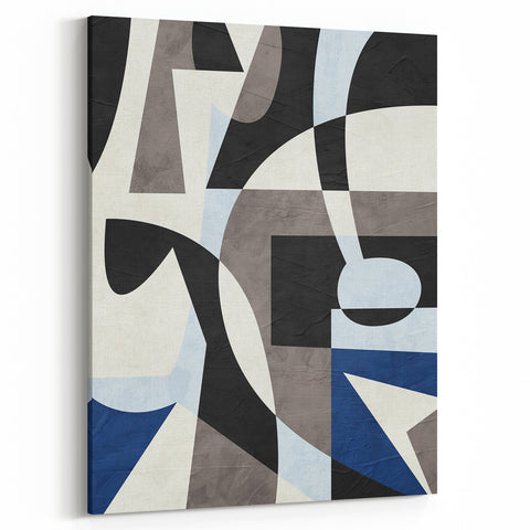 Geometric Abstract Paintings – Contemporary Blue & Gray Art