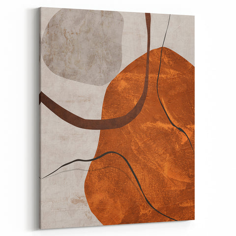 Modern Abstract Wall Art – Earthy Rustic Geometric Canvas