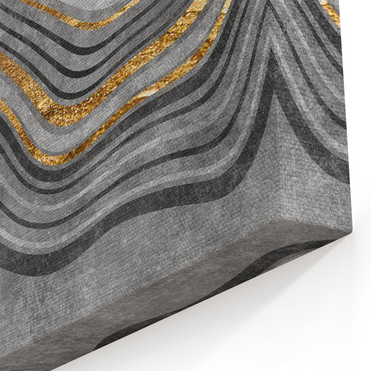 Contemporary Canvas Print - Gold & Gray Geometric Abstract Art