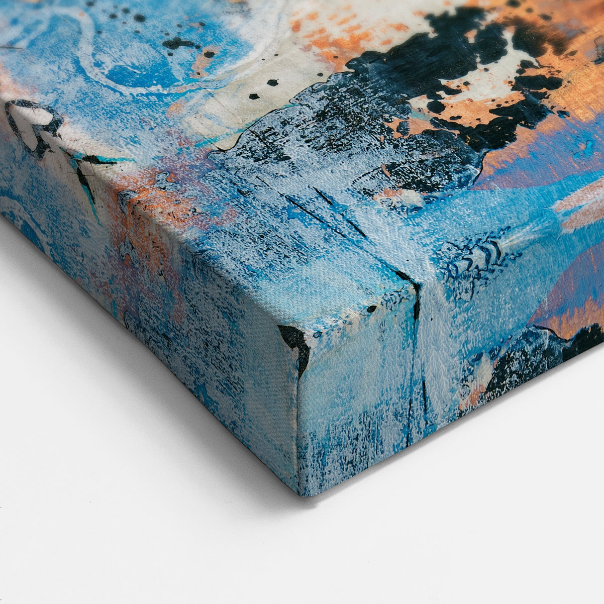 Contemporary Canvas Print - Blue & Gold Abstract Painting