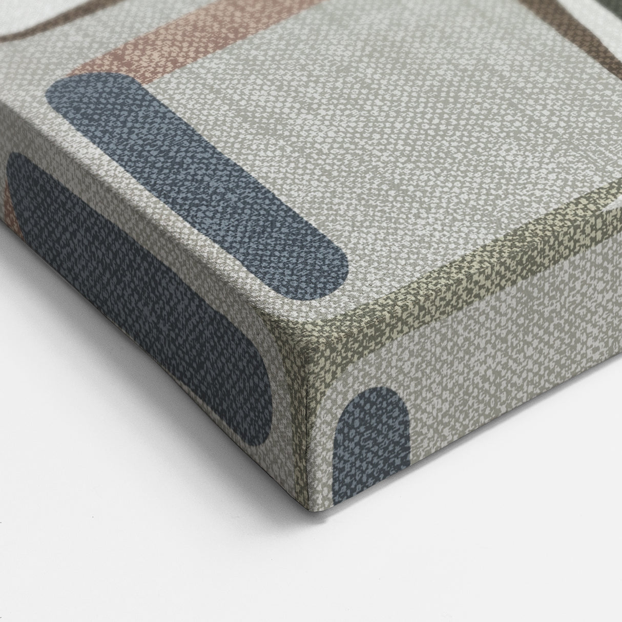 Geometric Abstract Painting - Beige & Blue Retro Wall Art