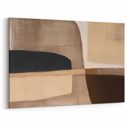 Modern Abstract Wall Art - Brown and Beige Geometric Print