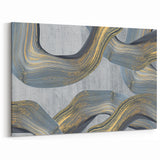 Large Modern Art Piece - Gray Blue and Gold Abstract Print