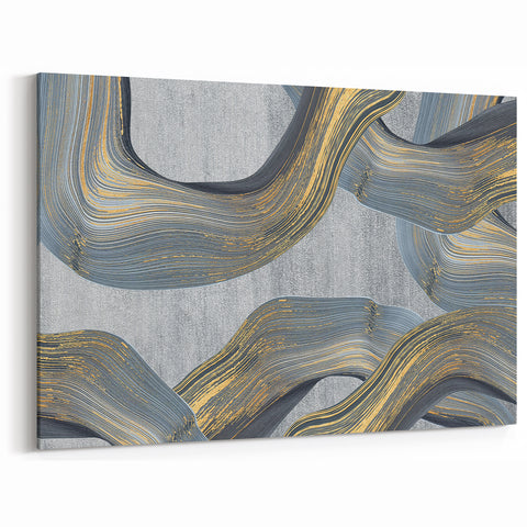 Large Modern Art Piece - Gray Blue and Gold Abstract Print
