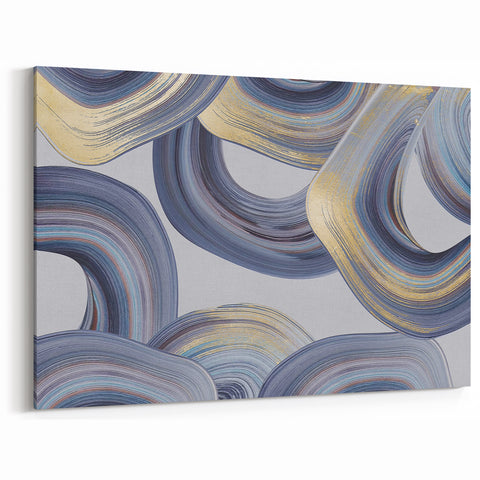 Modern Art Prints - Gray Blue and Gold Abstract Wall Decor