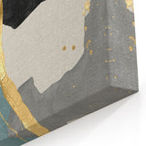 Modern Abstract Wall Art - Black, Gray & Gold Geometric Print