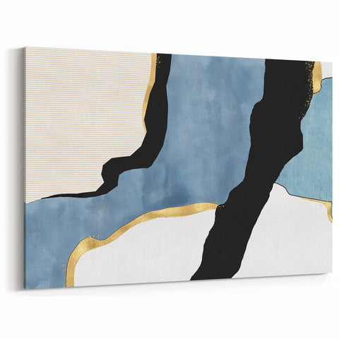 Contemporary Canvas Prints - Blue & Gold Modern Abstract Art
