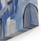 Geometric Abstract Paintings - Blue & Beige Modern Wall Art