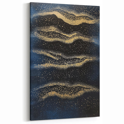 Minimalist Wall Décor - Gold & Navy Blue Abstract Canvas Print