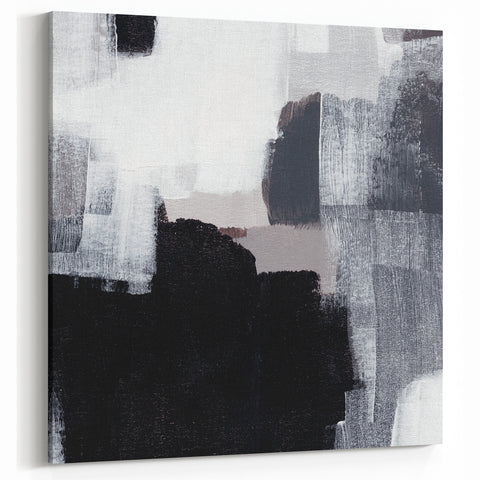 Earthen Harmony Abstract - Black & White Minimalist Wall Art