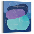 Geometric Abstract Paintings - Purple & Teal Modern Wall Art