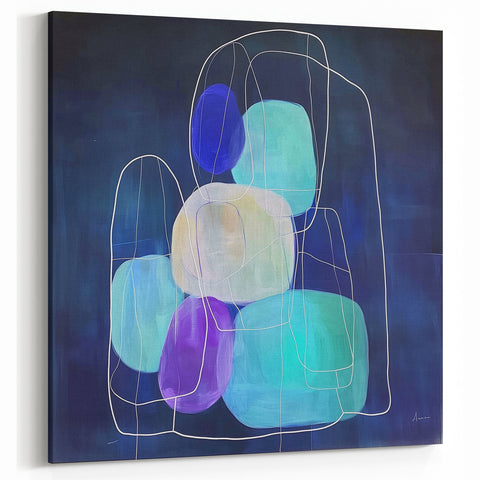 Minimalist Wall Décor - Teal & Purple Geometric Abstract Print