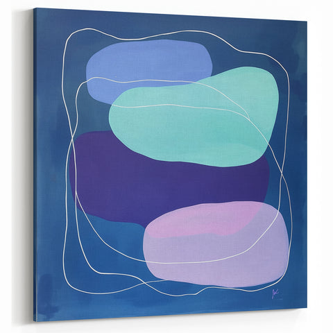 Large Modern Art Pieces - Teal & Purple Geometric Wall Art