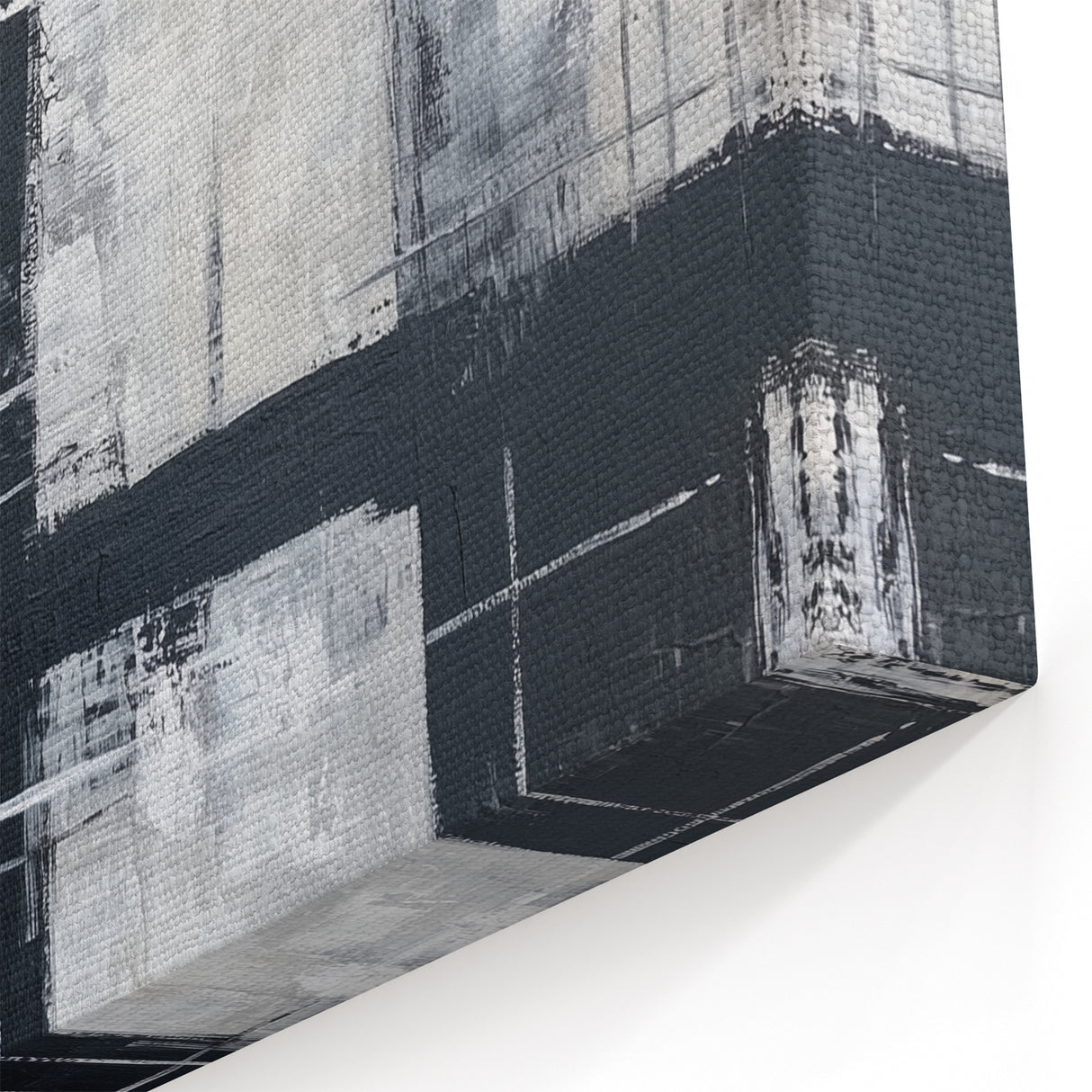 Geometric Abstract Paintings - Black & White Minimalist Wall Art