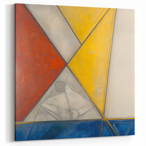 Geometric Abstract Paintings - Red, Yellow & Blue Modern Wall Art