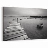Black and White Serene Landscape Wall Art – Wooden Dock Scene