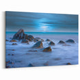 Tranquil Nature Canvas Prints – Misty Ocean Rocks at Dusk