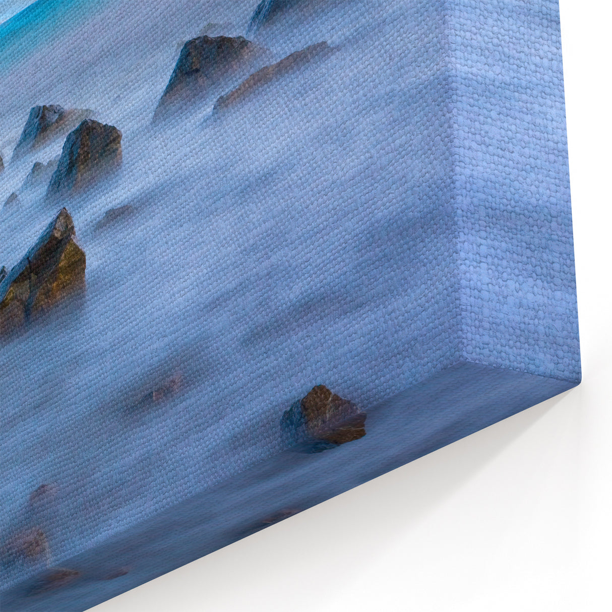 Tranquil Nature Canvas Prints – Misty Ocean Rocks at Dusk