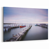Peaceful Scenery Framed Art – Rustic Wooden Dock at Dusk