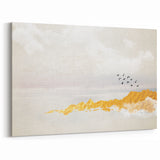 Elegant Zen Garden Wall Art – Golden Mountains & Birds