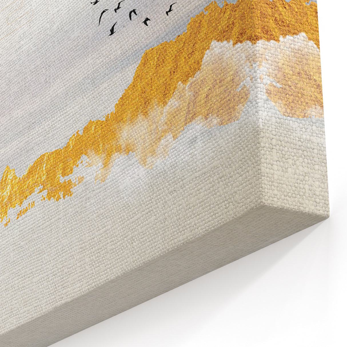 Elegant Zen Garden Wall Art – Golden Mountains & Birds