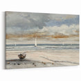 Serene Sunset Wall Art – Tranquil Beach Scene with Sailboats