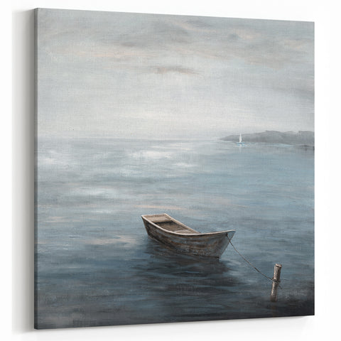 Tranquil Nature Canvas Prints – Serene Boat on Calm Waters