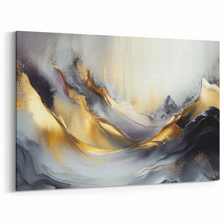 Elegant Luxury Abstract Painting – Black, Gold & Silver Wall Art