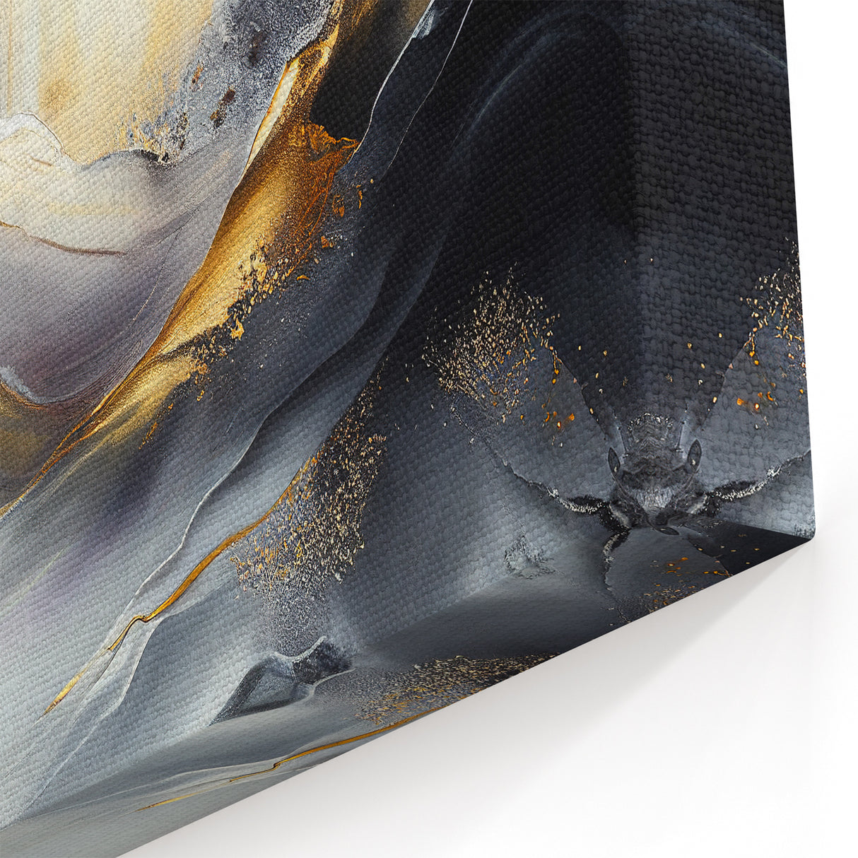 Elegant Luxury Abstract Painting – Black, Gold & Silver Wall Art