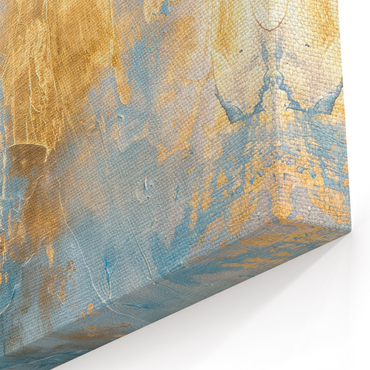 Luxury Abstract Wall Art – Light Blue & Gold Modern Canvas Print