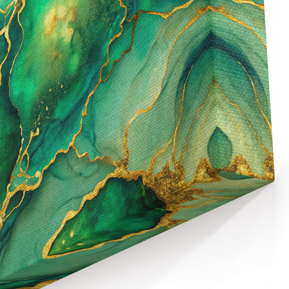 Luxury Green & Gold Abstract Painting – Modern Wall Art Print