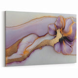 Exclusive Abstract Wall Decor – Elegant Purple & Gold Floral Art